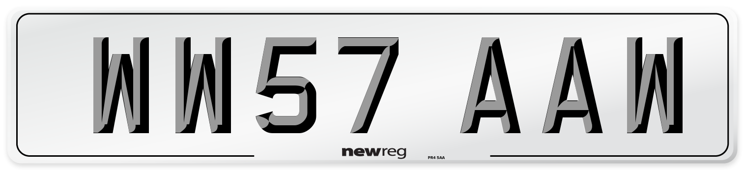 WW57 AAW Number Plate from New Reg